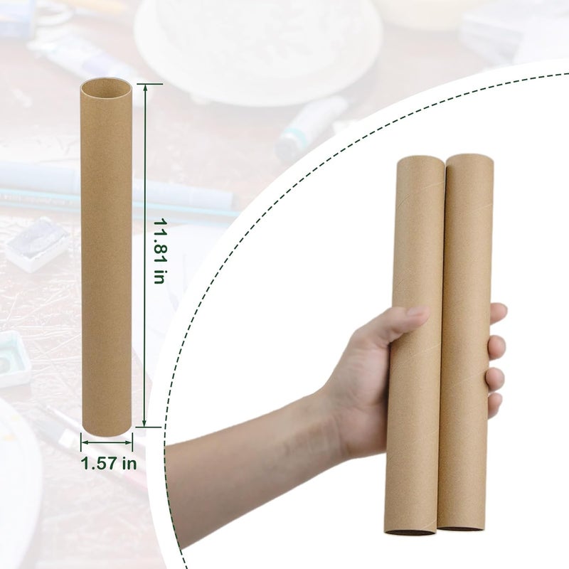 HESESOH 50 Pack Cardboard Tubes for Crafts - 1.57 x 11.81 Inches - Brown Toilet Paper Empty Rolls Round Thick Tubes Sturdy for Classroom Family Handmade DIY Projects - Image 2